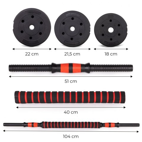 Hantle regulowane 2x 20kg sztanga zestaw 40kg gryf Hantle regulowane 2x 20kg sztanga zestaw 40kg gryf