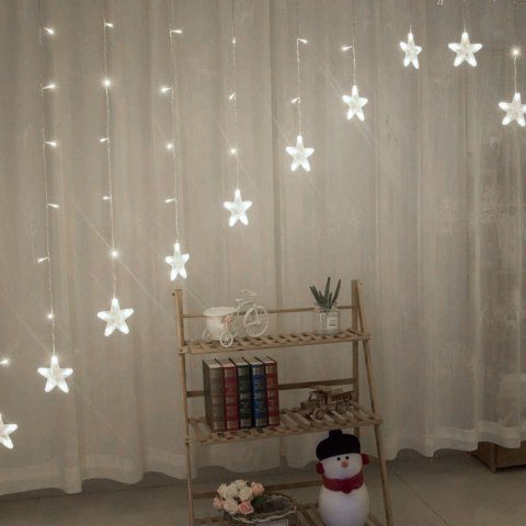 Lampki gwiazdki światełka świąteczne wiszące kurtyna 4m 136 LED Lampki gwiazdki światełka świąteczne wiszące kurtyna 4m 136 LED