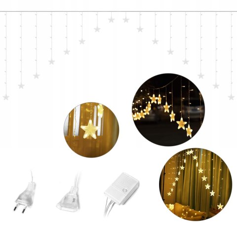Lampki gwiazdki światełka świąteczne wiszące kurtyna 4m 136 LED Lampki gwiazdki światełka świąteczne wiszące kurtyna 4m 136 LED