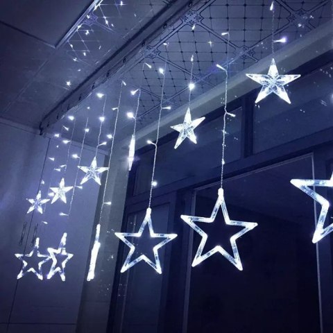 Lampki gwiazdki światełka świąteczne wiszące sople kurtyna 4m 138 LED Lampki gwiazdki światełka świąteczne wiszące sople kurtyna 4m 138 LED
