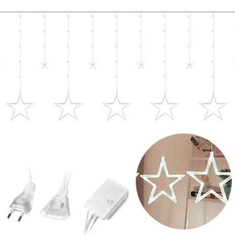Lampki gwiazdki światełka świąteczne wiszące sople kurtyna 4m 138 LED Lampki gwiazdki światełka świąteczne wiszące sople kurtyna 4m 138 LED