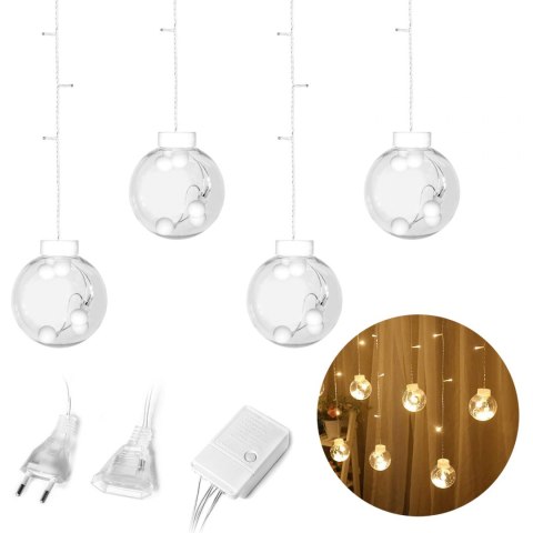 Lampki kule światełka świąteczne wiszące sople kurtyna 4m 108 LED Lampki kule światełka świąteczne wiszące sople kurtyna 4m 108 LED