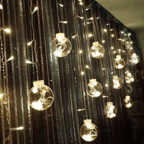 Lampki kule światełka świąteczne wiszące sople kurtyna 4m 108 LED Lampki kule światełka świąteczne wiszące sople kurtyna 4m 108 LED