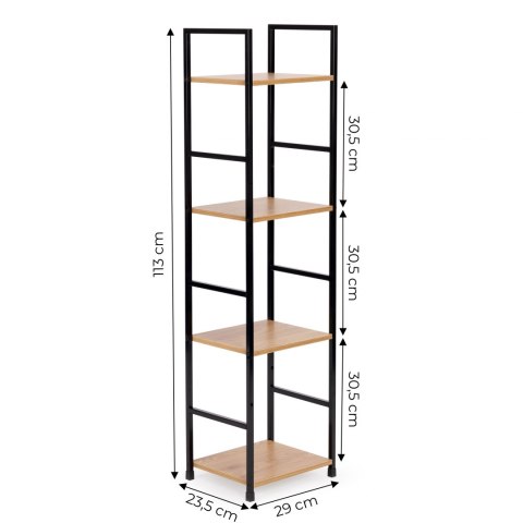 REGAŁ DREWNIANY NOWOCZESNY METALOWA RAMA LOFT 4 PÓŁKI