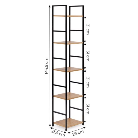 REGAŁ DREWNIANY NOWOCZESNY METALOWA RAMA LOFT 5 PÓŁEK