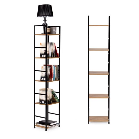 REGAŁ DREWNIANY NOWOCZESNY METALOWA RAMA LOFT 5 PÓŁEK