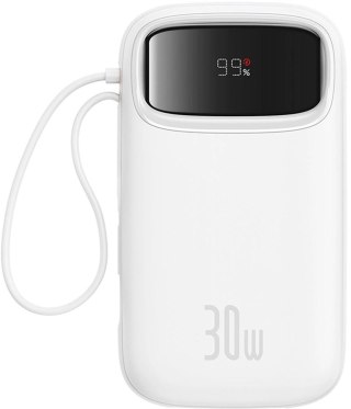Powerbank Baseus QPow 2 20000mAh 30W z 2 wbudowanymi kablami USB-C - biały