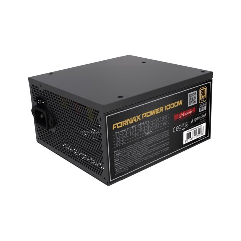 GEMBIRD ZASILACZ KOMPUTEROWY FORNAX POWER 1000W 80+ GOLD ATX, 1000W, AKTYWNE PFC, 12CM WENTYLATOR GEMBIRD ZASILACZ KOMPUTEROWY FORNAX POWER 1000W 80+ GOLD ATX, 1000W, AKTYWNE PFC, 12CM WENTYLATOR