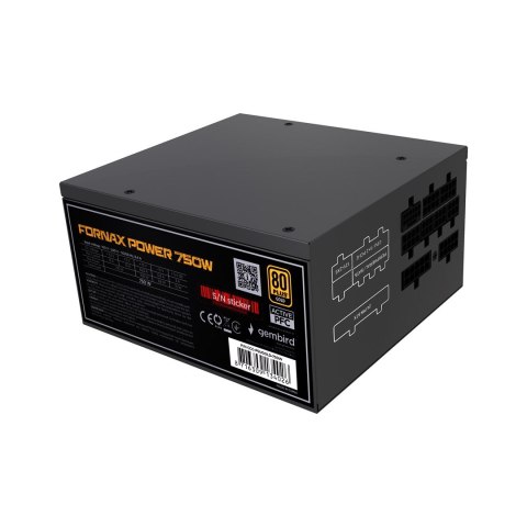 GEMBIRD ZASILACZ KOMPUTEROWY FORNAX POWER 750W 80+ GOLD ATX, 750W, AKTYWNE PFC, 12CM WENTYLATOR GEMBIRD ZASILACZ KOMPUTEROWY FORNAX POWER 750W 80+ GOLD ATX, 750W, AKTYWNE PFC, 12CM WENTYLATOR