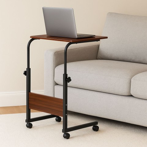 Stolik pod laptopa z kółkami biurko dostawiane do fotela kanapy ciemny brąz ModernHome Stolik pod laptopa z kółkami biurko dostawiane do fotela kanapy ciemny brąz ModernHome