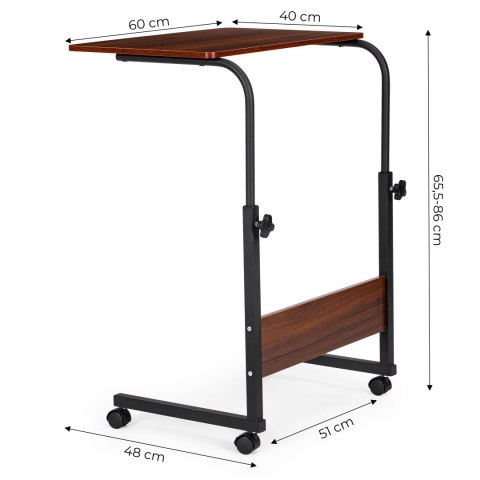 Stolik pod laptopa z kółkami biurko dostawiane do fotela kanapy ciemny brąz ModernHome Stolik pod laptopa z kółkami biurko dostawiane do fotela kanapy ciemny brąz ModernHome