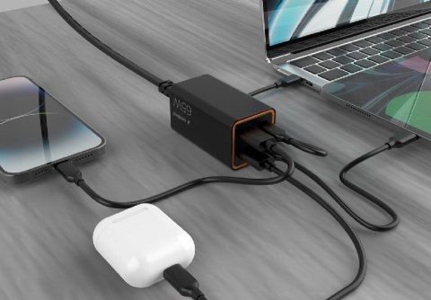 GEMBIRD 4-PORTOWA SZYBKA ŁADOWARKA SIECIOWA GAN (PD) USB (2X USB-A + 2X USB-C), 65W, CZARNA