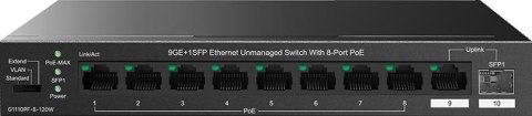 SWITCH POE TENDA TEG1110PF-8-120W SWITCH POE TENDA TEG1110PF-8-120W