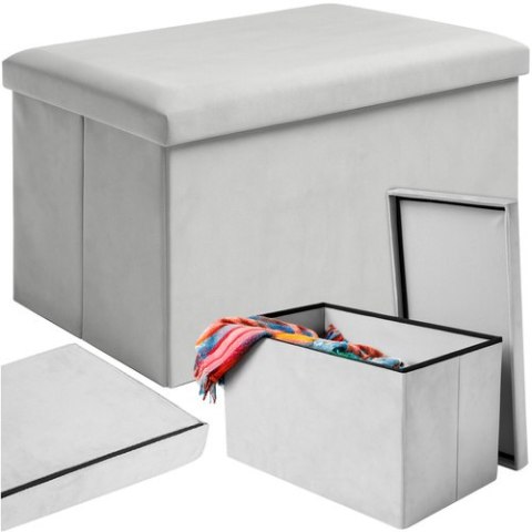 Pufa welurowa szara 60x30x30 cm Ruhhy 25994 Pufa welurowa szara 60x30x30 cm Ruhhy 25994