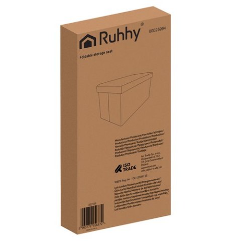 Pufa welurowa szara 60x30x30 cm Ruhhy 25994 Pufa welurowa szara 60x30x30 cm Ruhhy 25994