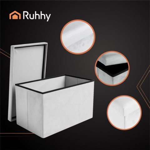 Pufa welurowa szara 60x30x30 cm Ruhhy 25994 Pufa welurowa szara 60x30x30 cm Ruhhy 25994