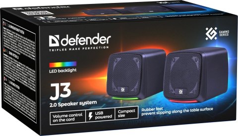GŁOŚNIKI DEFENDER J3 2.0 6W LED USB CZARNE