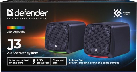 GŁOŚNIKI DEFENDER J3 2.0 6W LED USB CZARNE