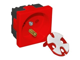 Alantec Gniazdo elektryczne 45x45 z kluczem, czerwone - 2P+Z (PZ01)