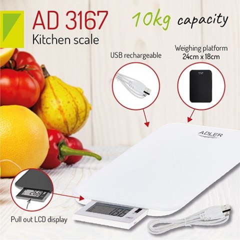 Waga kuchenna - 10kg - ładowana przez USB - wodoodporna IPX5