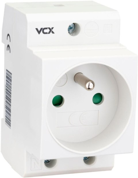 Gniazdo na szyne TH 35 z bolcem uziemiającym 230V VCX GN TH Gniazdo na szyne TH 35 z bolcem uziemiającym 230V VCX GN TH