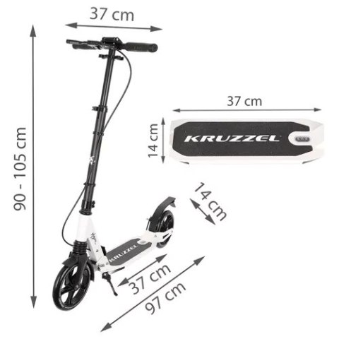 Hulajnoga składana 2-kołowa ABEC-9 20cm Kruzzel Biała 23551 Hulajnoga składana 2-kołowa ABEC-9 20cm Kruzzel Biała 23551
