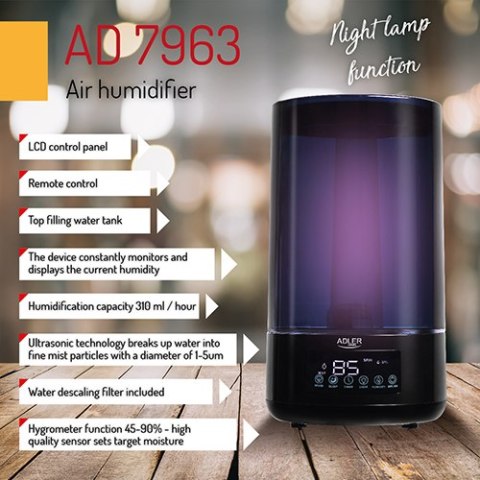 Nawilżacz powietrza 4,3L z funkcją aromaterapii