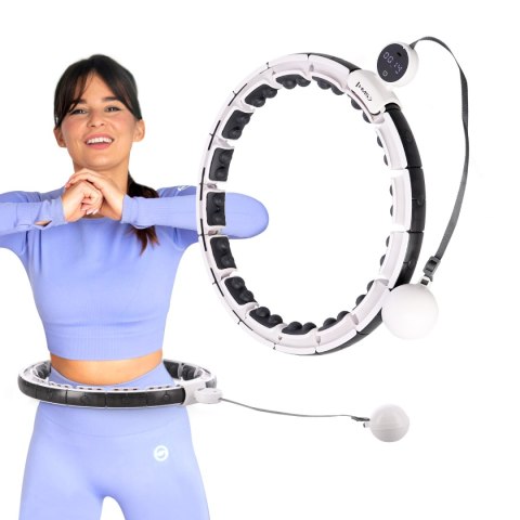 ZESTAW HULA HOP MAGNETYCZNY WHITE HHM16 Z LICZNIKIEM HMS + PAS BR163 BLACK PLUS SIZE ZESTAW HULA HOP MAGNETYCZNY WHITE HHM16 Z LICZNIKIEM HMS + PAS BR163 BLACK PLUS SIZE