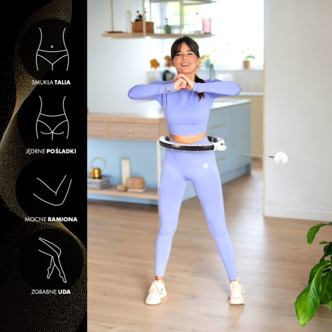ZESTAW HULA HOP MAGNETYCZNY WHITE HHM16 Z LICZNIKIEM HMS + PAS BR163 BLACK PLUS SIZE ZESTAW HULA HOP MAGNETYCZNY WHITE HHM16 Z LICZNIKIEM HMS + PAS BR163 BLACK PLUS SIZE