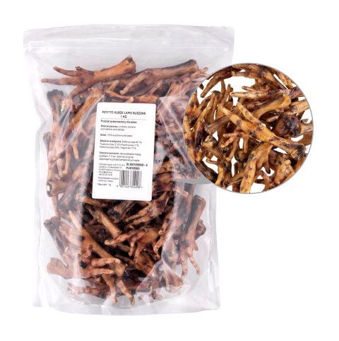 PETITTO Kurze łapki suszone przysmak dla psa 1kg PETITTO Kurze łapki suszone przysmak dla psa 1kg