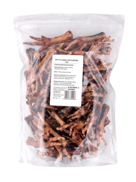 PETITTO Kurze łapki suszone przysmak dla psa 1kg PETITTO Kurze łapki suszone przysmak dla psa 1kg