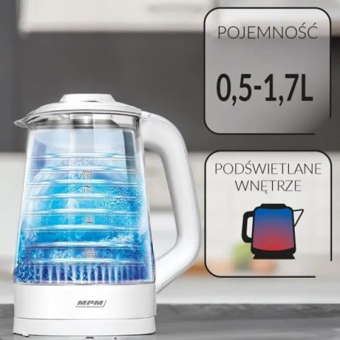 Szklany czajnik bezprzewodowy MPM MCZ-124 Szklany czajnik bezprzewodowy MPM MCZ-124