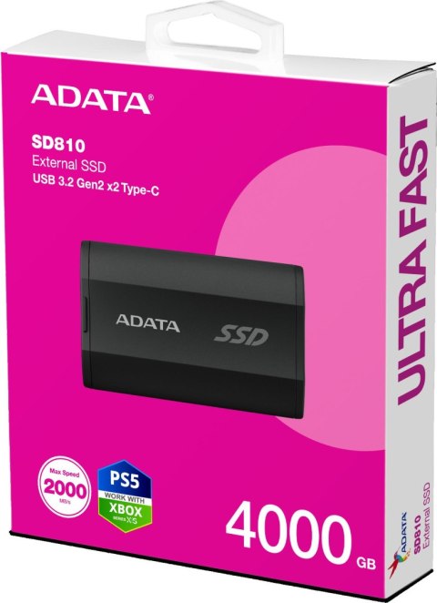 Dysk SSD Adata SD810 External 4TB USB 3.2C 20Gb/s czarny Dysk SSD Adata SD810 External 4TB USB 3.2C 20Gb/s czarny