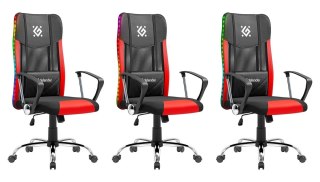 FOTEL DEFENDER WEST CZERWONO-CZARNY RGB GAMING