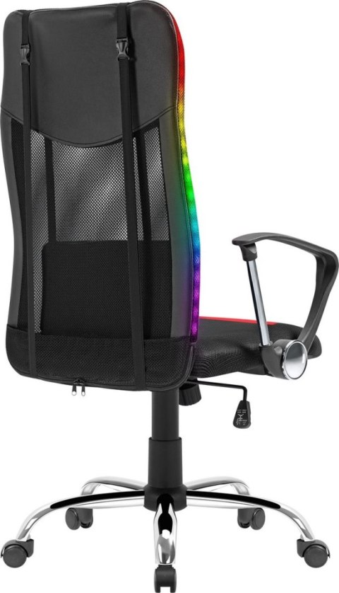 FOTEL DEFENDER WEST CZERWONO-CZARNY RGB GAMING