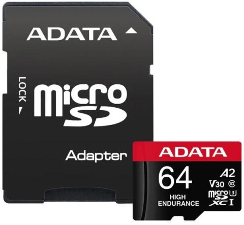 Adata Karta microSD High Endurance 64GB UHS1 U3 V30 A2 100/80MB/s + Adapter Adata Karta microSD High Endurance 64GB UHS1 U3 V30 A2 100/80MB/s + Adapter