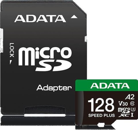 Adata Karta pamięci microSD Speed Plus 128GB UHS1 U3 V30 A2 180/160 MB/s Adata Karta pamięci microSD Speed Plus 128GB UHS1 U3 V30 A2 180/160 MB/s