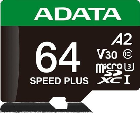 Adata Karta pamięci microSD Speed Plus 64GB UHS1 U3 V30 A2 160/140 MB/s Adata Karta pamięci microSD Speed Plus 64GB UHS1 U3 V30 A2 160/140 MB/s