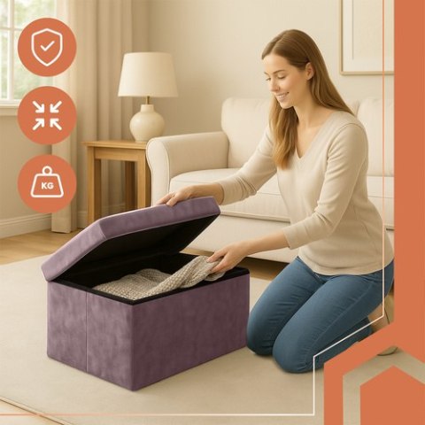 Pufa welurowa szara 76x38x38cm Ruhhy 26130