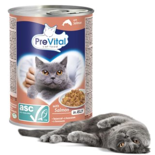 PREVITAL - Z łososiem ASC w galaretce - Pełnoporcjowa karma dla dorosłych kotów - 0.415g