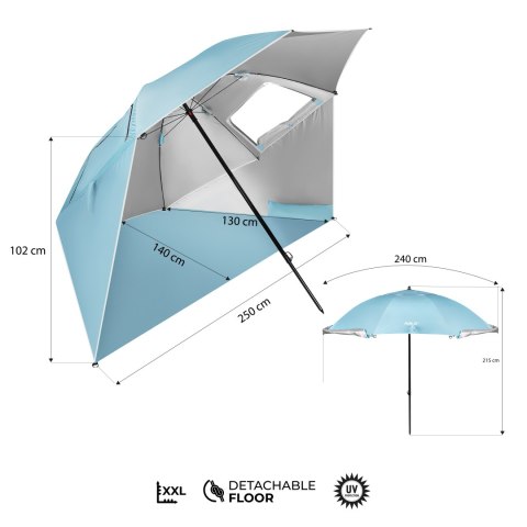 NC17114 PARASOL/PARAWAN PLAŻOWY 2W1 XXL 240 CM NIEBIESKI NILS NC17114 PARASOL/PARAWAN PLAŻOWY 2W1 XXL 240 CM NIEBIESKI NILS