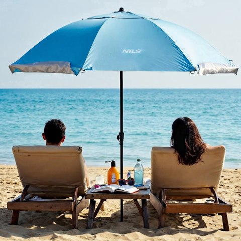 NC17114 PARASOL/PARAWAN PLAŻOWY 2W1 XXL 240 CM NIEBIESKI NILS NC17114 PARASOL/PARAWAN PLAŻOWY 2W1 XXL 240 CM NIEBIESKI NILS