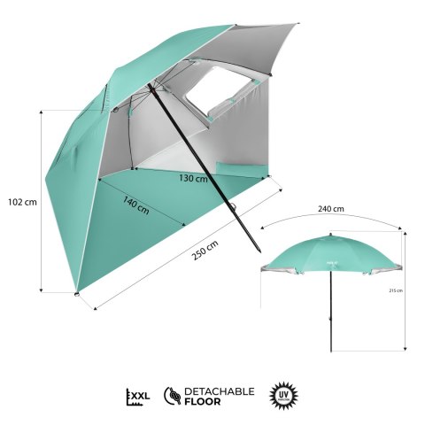 NC17114 PARASOL/PARAWAN PLAŻOWY 2W1 XXL 240 CM ZIELONY NILS NC17114 PARASOL/PARAWAN PLAŻOWY 2W1 XXL 240 CM ZIELONY NILS