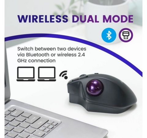 Mysz bezprzewodowa Perixx PERIMICE-720 trackball 34mm czarna RF, BLUETOOTH