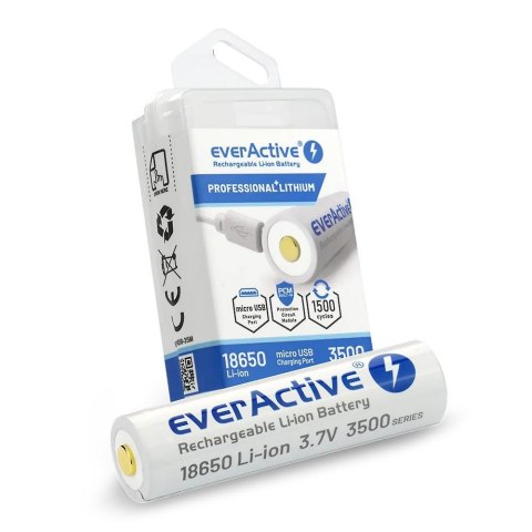 Akumulator 18650 everActive 3,7V Li-ion 3500mAh micro USB z zabezpieczeniem BOX