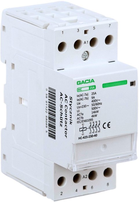 Stycznik modułowy 4 biegunowy 2P/25A 4NO 230V Stycznik modułowy 4 biegunowy 2P/25A 4NO 230V