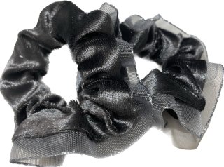Welurowa gumka do włosów scrunchie BLING 2szt. - z koronką, szara