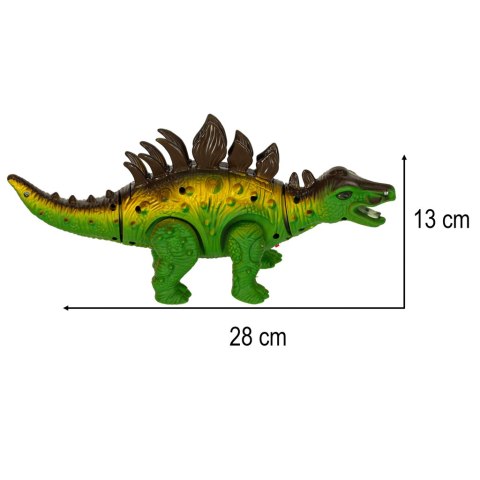 Dinozaur Stegozaur chodzi świeci ryczy