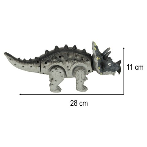 Dinozaur Triceratops chodzi świeci ryczy