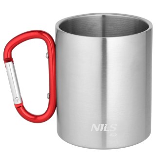 NC17110 KUBEK KEMPINGOWY Z KARABIŃCZYKIEM 330 ML STAL NIERDZEWNA CZERWONY NILS CAMP
